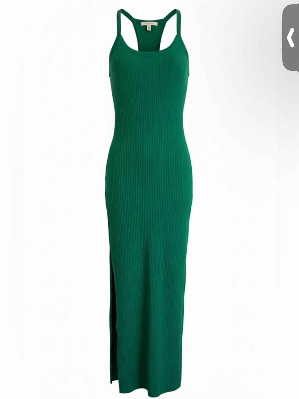 Meshki Green Ribbed Knit Maxi Dress Racerback Side Slit Bodycon
Size Medium